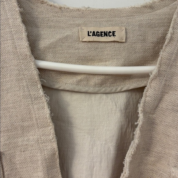 L'Agence | Oatmeal Cotton and Linen Blend Blazer sz 6 - Picture 3 of 8